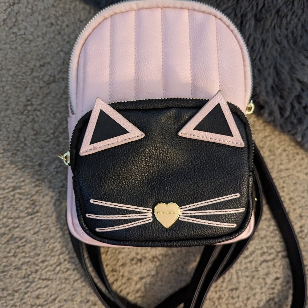 EUC Betsey Johnson Kitty Purse Backpack